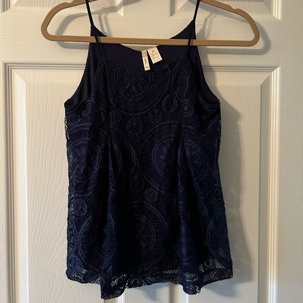 Navy lace tank